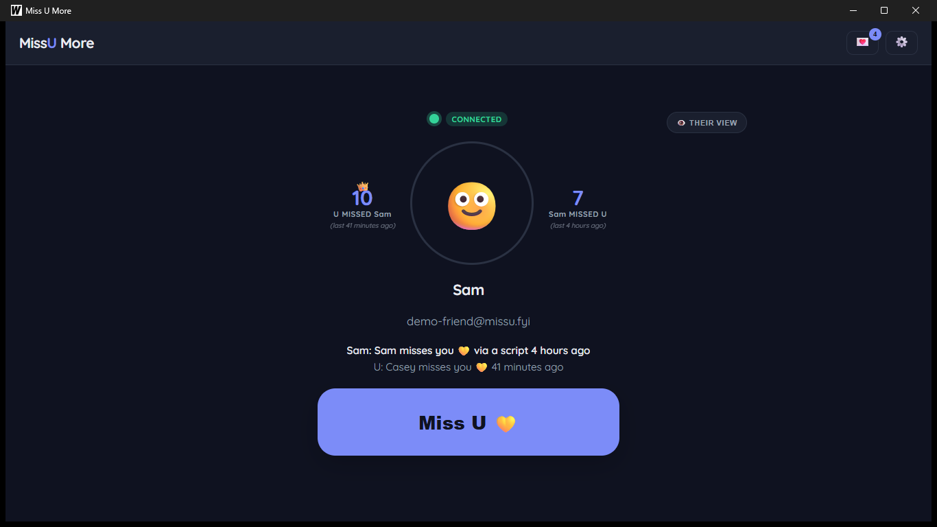 Miss U More desktop app on Windows